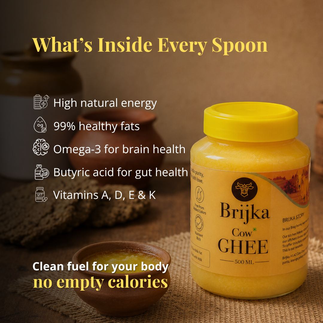 Brijka Desi Cow Ghee - Traditional Bilona Ghee, Lab-Tested for Purity