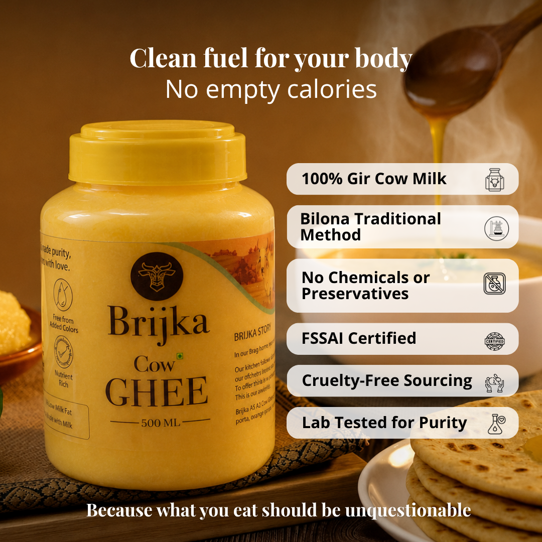 Brijka Desi Cow Ghee - Traditional Bilona Ghee, Lab-Tested for Purity